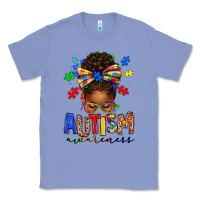 Colony Blue autism awareness afro messy bun Classic Tee - texasbilliewilder