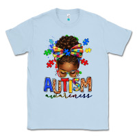 Dusty Blue autism awareness afro messy bun Classic Tee - texasbilliewilder