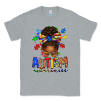 Heather Grey autism awareness afro messy bun Classic Tee - texasbilliewilder