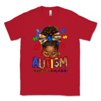 Red autism awareness afro messy bun Classic Tee - texasbilliewilder