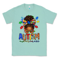 Seafoam autism awareness afro messy bun Classic Tee - texasbilliewilder