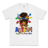 White autism awareness afro messy bun Classic Tee - texasbilliewilder
