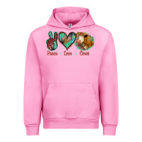 Fuchsia Pink Peace Love Cows Urban Hoodie - Jasminsmagicworld
