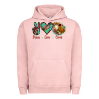 Pigment Salmon Peace Love Cows Urban Hoodie - Jasminsmagicworld