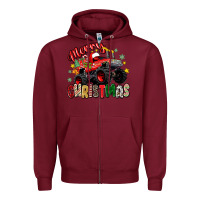 Burgundy merry christmas truck Zipper Hoodie - Zillion Design Studio