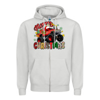 Dove Grey merry christmas truck Zipper Hoodie - Zillion Design Studio