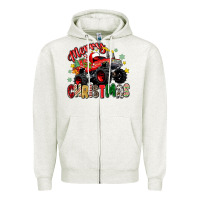 Oatmeal Heather merry christmas truck Zipper Hoodie - Zillion Design Studio