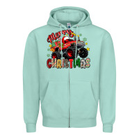 Seafoam merry christmas truck Zipper Hoodie - Zillion Design Studio