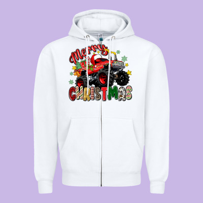 Merry Christmas Truck Zipper Hoodie Designed By Zillion Design Studio