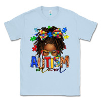Dusty Blue autism mom afro locs messy bun Classic Tee - texasbilliewilder