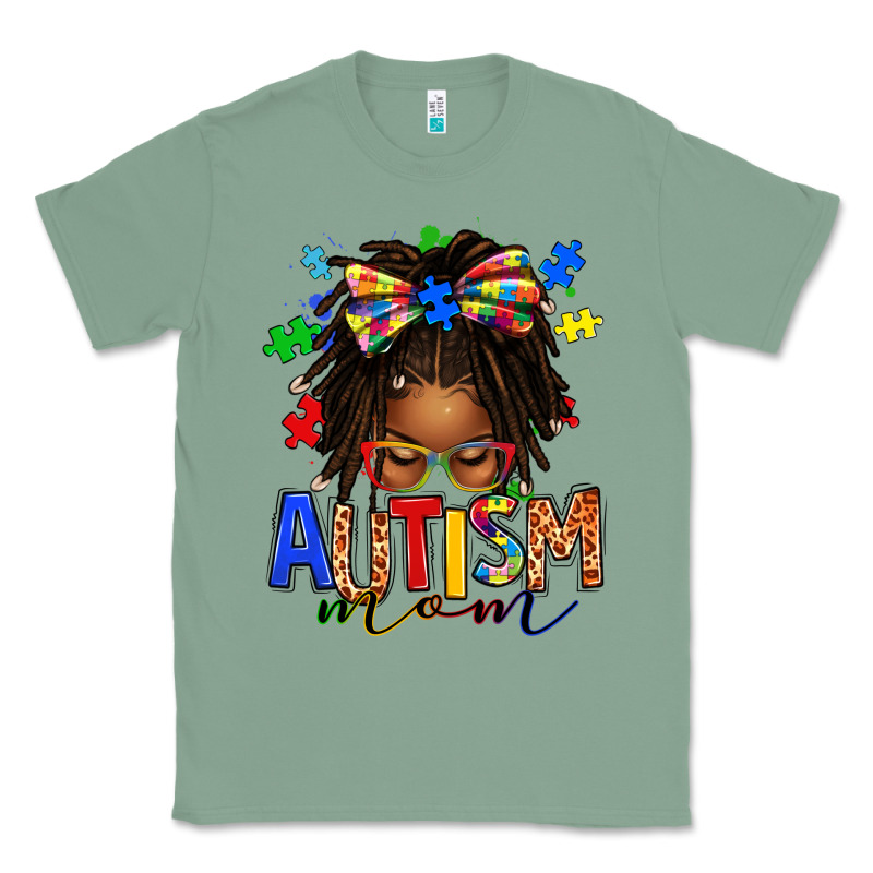 Autism Mom Afro Locs Messy Bun Classic Tee by texasbilliewilder | Teevron