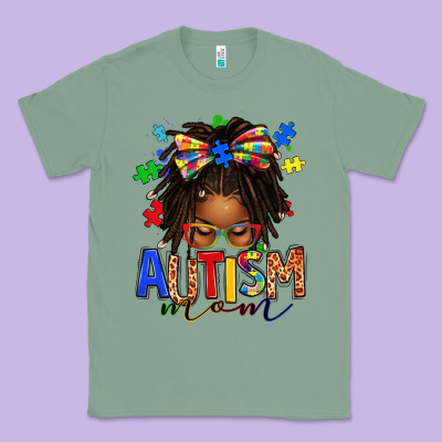 Classic Tee autism mom afro locs messy bun