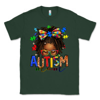 Sports Green autism mom afro locs messy bun Classic Tee - texasbilliewilder