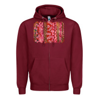 Burgundy Valentine's Day Brushstrokes with Roses Zipper Hoodie - RanaPortraitStore