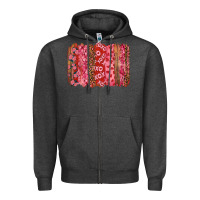 Charcoal Heather Valentine's Day Brushstrokes with Roses Zipper Hoodie - RanaPortraitStore