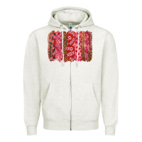 Oatmeal Heather Valentine's Day Brushstrokes with Roses Zipper Hoodie - RanaPortraitStore