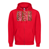 Red Valentine's Day Brushstrokes with Roses Zipper Hoodie - RanaPortraitStore