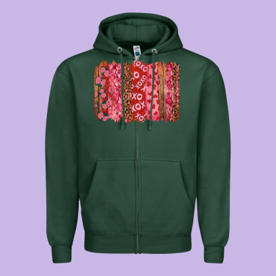 Zipper Hoodie Valentine's Day Brushstrokes with Roses