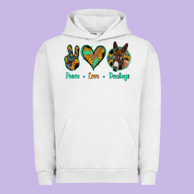 Peace Love Donkeys Urban Hoodie Designed By Jasminsmagicworld