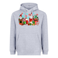 Heather Grey christmas gnomes coffee cups Heavyweight Hoodie - texasbilliewilder