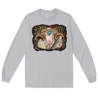 Moon Dust merino ram with leopard background Long Sleeve Tee - BarkalooDesign