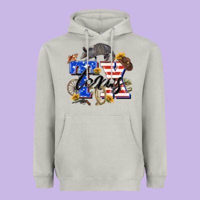 Texas Tx Heavyweight Hoodie Designed By Zillion Design Studio