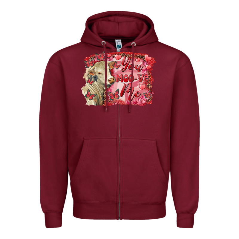 Valentine's Day You Moo Ve Me Charolais Cow Zipper Hoodie by RanaPortraitStore | Teevron