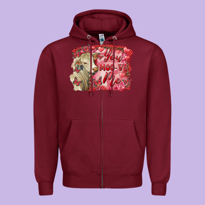 Zipper Hoodie Valentine's day you moo ve me charolais cow