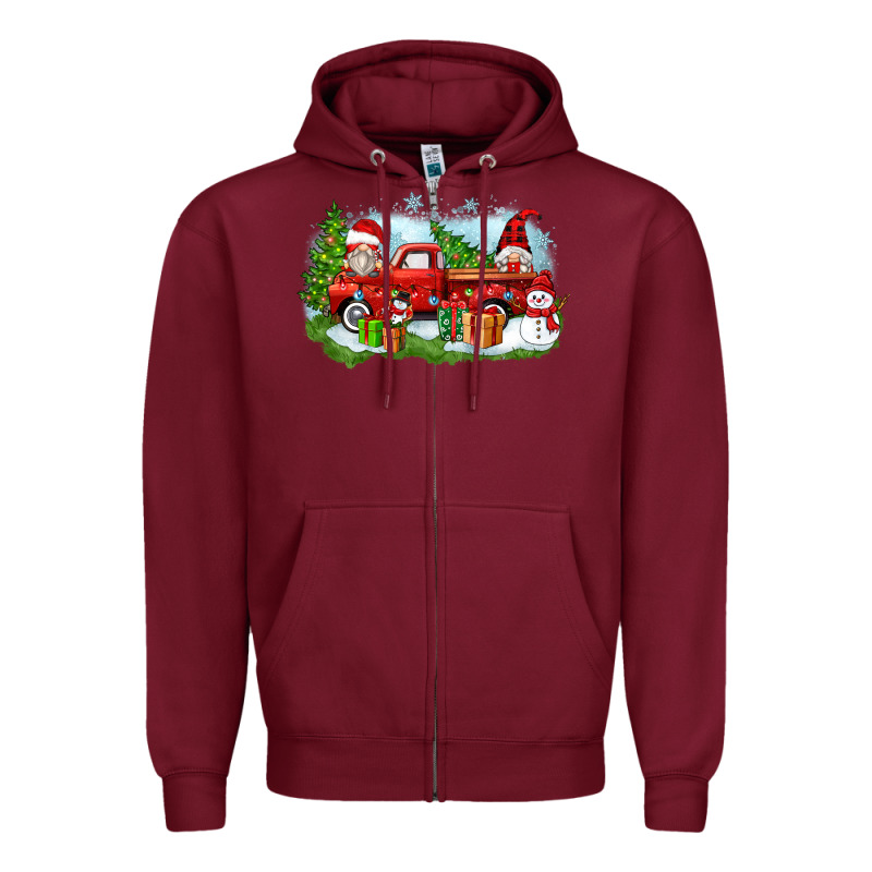 Christmas Gnomes Truck Zipper Hoodie by Zillion Design Studio | Teevron