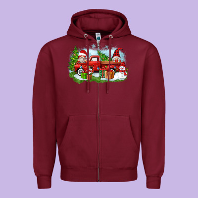 Christmas Gnomes Truck Zipper Hoodie Designed By Zillion Design Studio