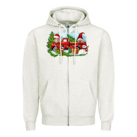 Oatmeal Heather Christmas gnomes truck Zipper Hoodie - Zillion Design Studio