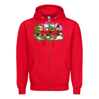 Red Christmas gnomes truck Zipper Hoodie - Zillion Design Studio