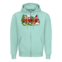 Seafoam Christmas gnomes truck Zipper Hoodie - Zillion Design Studio