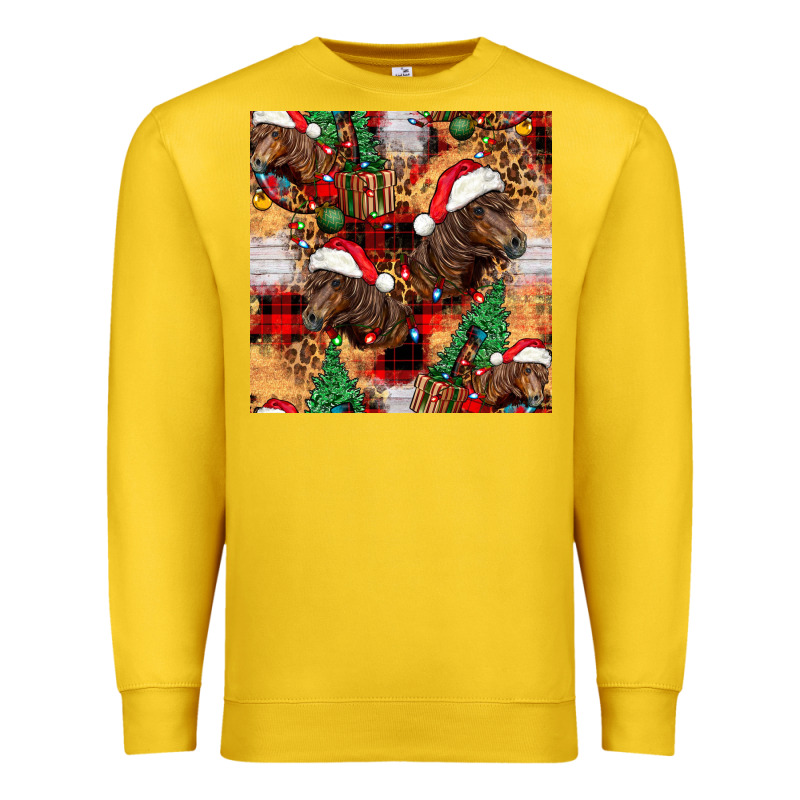 Christmas Horse Leopard Tartan Premium Sweatshirt by FaDigitalArtStudio | Teevron