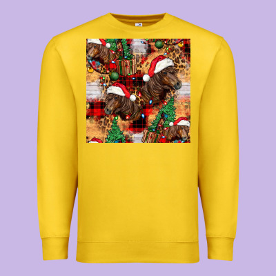 Christmas Horse Leopard Tartan Premium Sweatshirt Designed By Fadigitalartstudio