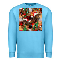 Ocean Blue christmas horse leopard tartan Premium Sweatshirt - FaDigitalArtStudio