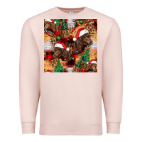 Pale Pink christmas horse leopard tartan Premium Sweatshirt - FaDigitalArtStudio