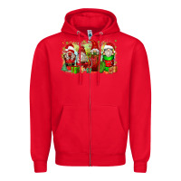 Red Christmas gnome coffee cups Zipper Hoodie - Zillion Design Studio