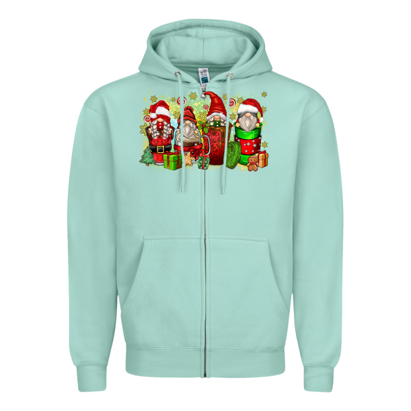 Christmas Gnome Coffee Cups Zipper Hoodie by Zillion Design Studio | Teevron