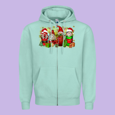 Christmas Gnome Coffee Cups Zipper Hoodie Designed By Zillion Design Studio