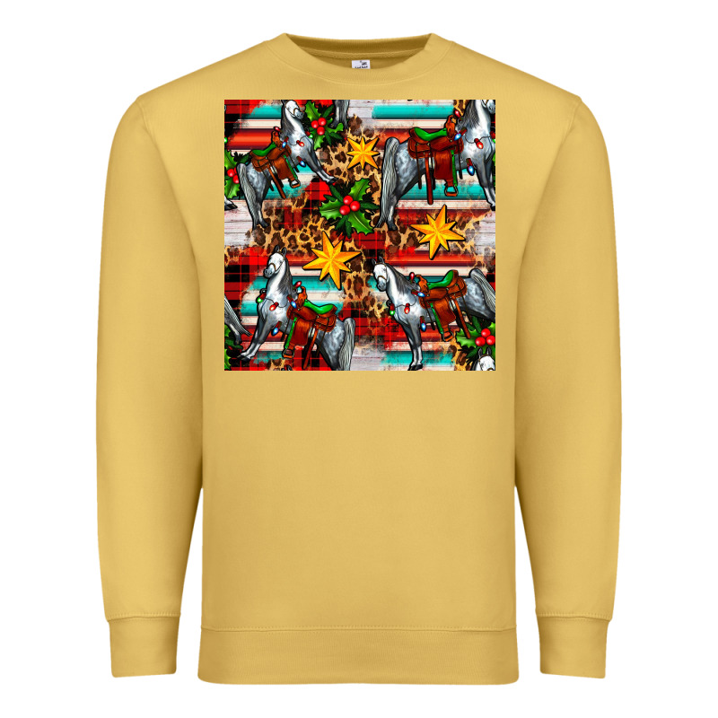 Christmas Horse Leopard Tartan Premium Sweatshirt by FaDigitalArtStudio | Teevron