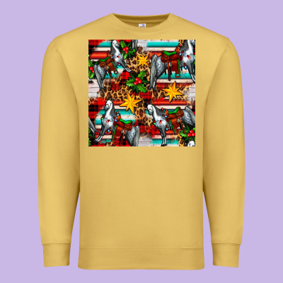 Christmas Horse Leopard Tartan Premium Sweatshirt Designed By Fadigitalartstudio
