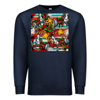 Navy christmas horse leopard tartan Premium Sweatshirt - FaDigitalArtStudio