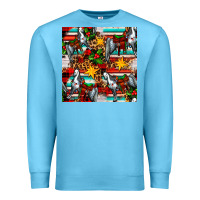 Ocean Blue christmas horse leopard tartan Premium Sweatshirt - FaDigitalArtStudio