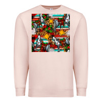 Pale Pink christmas horse leopard tartan Premium Sweatshirt - FaDigitalArtStudio