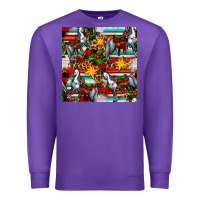 Purple christmas horse leopard tartan Premium Sweatshirt - FaDigitalArtStudio