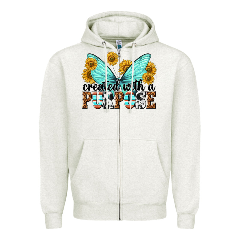 Created With A Purpose Zipper Hoodie by texasbilliewilder | Teevron