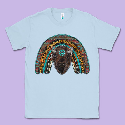 Western Rainbow With Bison Classic Tee Designed By Ranaportraitstore