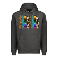 Charcoal Heather serape leopard tooled leather cowhide background Premium Hoodie - RanaPortraitStore