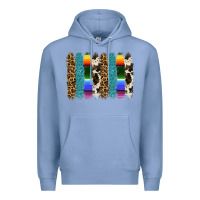 Colony Blue serape leopard tooled leather cowhide background Premium Hoodie - RanaPortraitStore